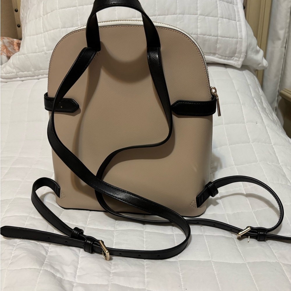 Kate Spade White and Tan Leather Backpack Handbag - Picture 3 of 6